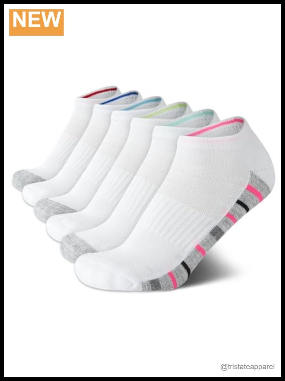 Dri-Motion No Show Athletic Low Cut Socks 6 Pack Cushioned Arch Support